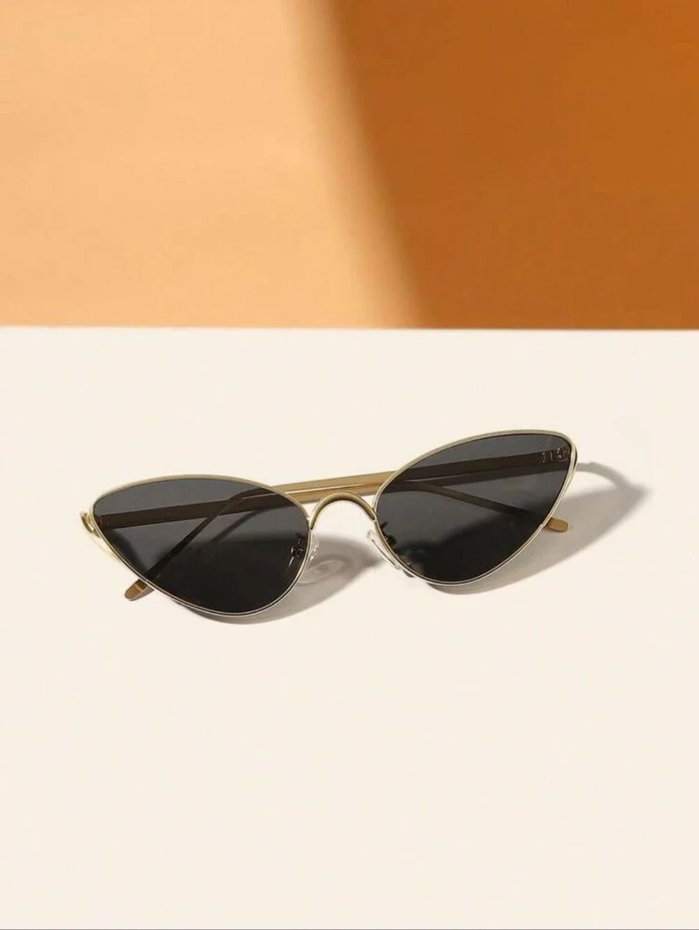 Gold Frame Cat Eye Sunglasses with Black Lenses